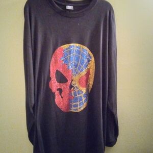 Mens 3XL United USA Stylish Black Long Sleeve Shirt with Vibrant Graphic Skull